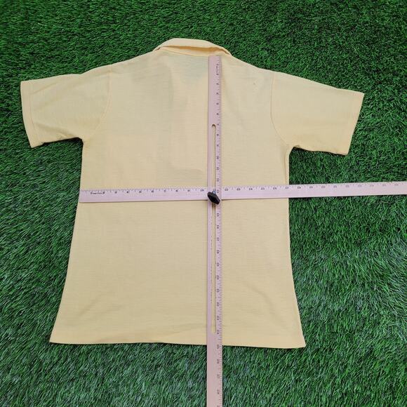 Vintage 80s MOD Crown Polo Shirt Small 17x25 Yellow - Picture 3 of 11